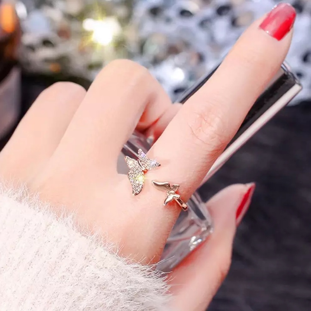 3/$30 Rhinestone Butterfly Ring